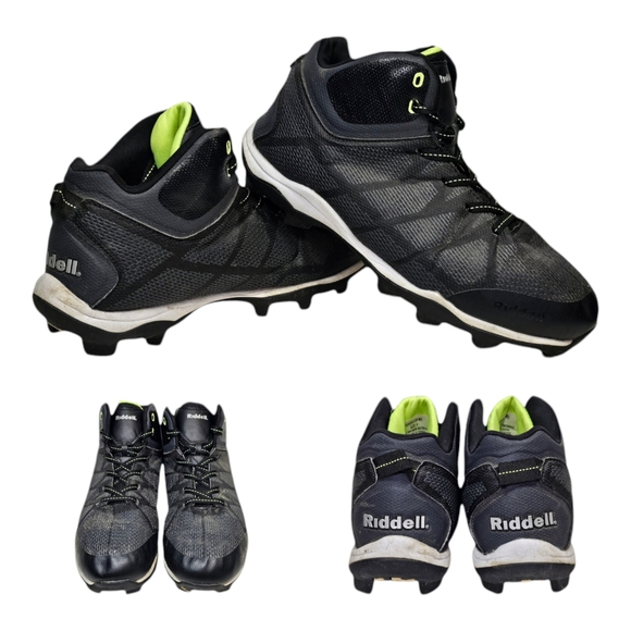 Riddell Mid Generator Laced Football Rubber Cleats Black Mens‎ Size 6 - Picture 1 of 10